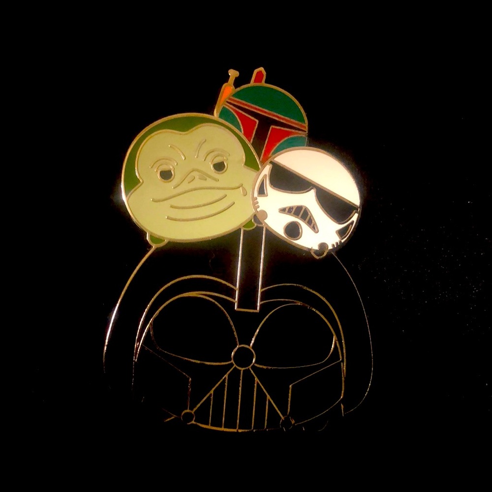 Darth Vader, Jaba The Hutt, storm Trooper and Adjustable Boba Fett Trading Pin